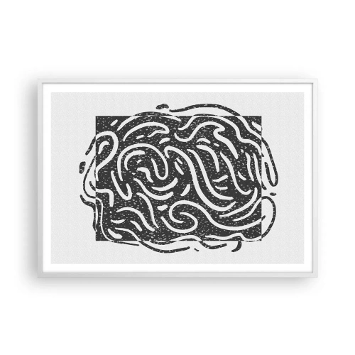 Poster in cornice bianca - Astrazione: la danza della gioia - 100x70 cm