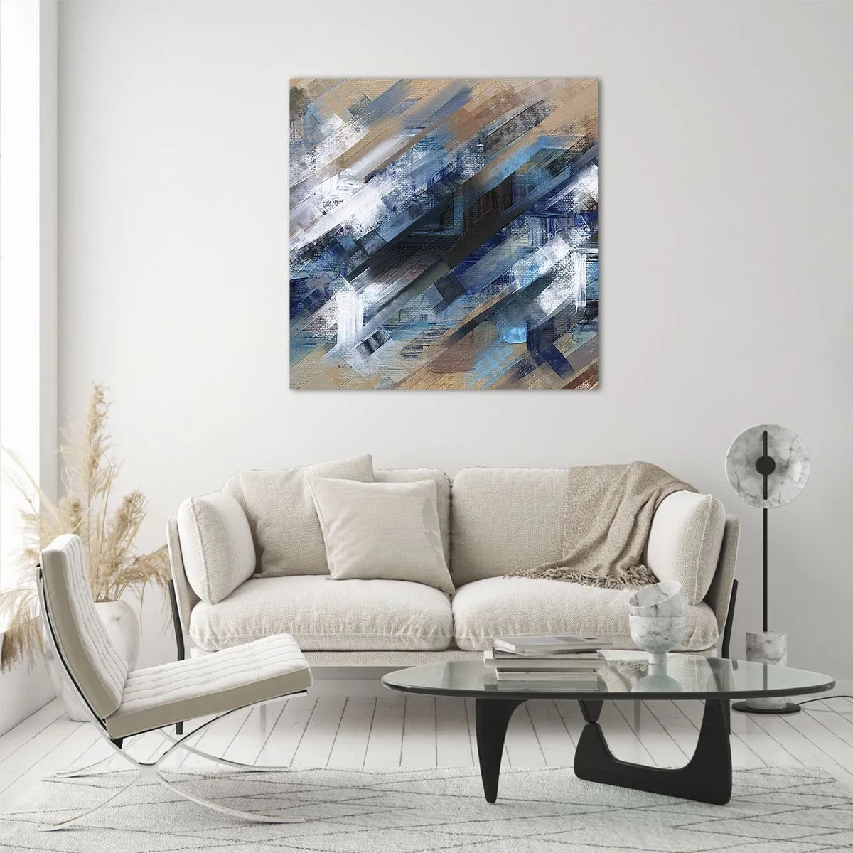 Quadro su vetro - Sulla diagonale blu - 30x30 cm