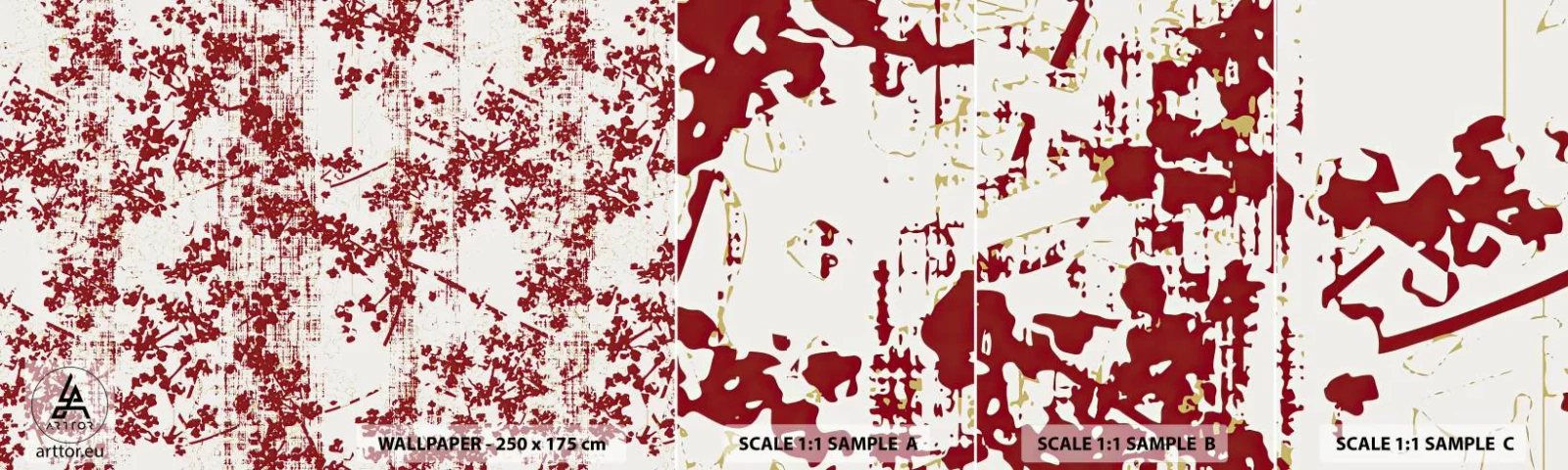 Campione di Fotomurale Adesivo Deluxe Sticker - Come l'antico percalle - Invecchiato, Modello, Fiori - 100x30 cm