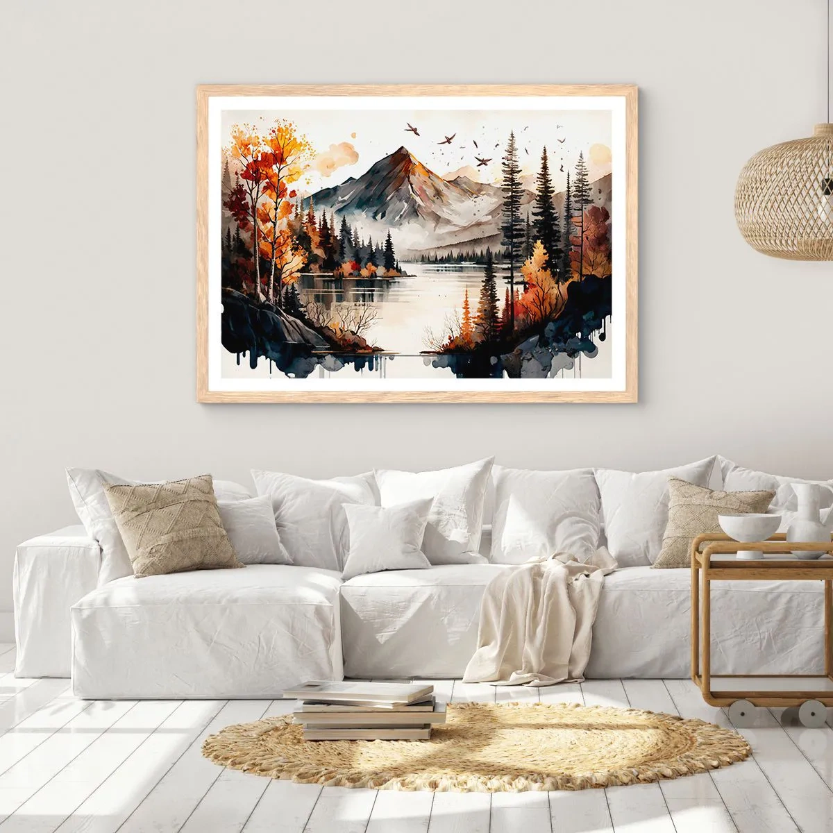 Poster in cornice rovere chiaro - L'autunno dorato sui monti - 91x61 cm