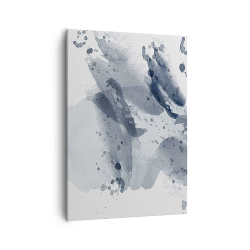 Quadro su tela - Stampe su Tela - Macchie astratte nelle tonalità del blu su uno sfondo chiaro - 50x70cm - Studio della natura dell'acqua - Decorazione murale moderna per soggiorno e camera da letto ARTTOR