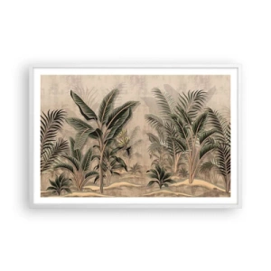 Poster in cornice bianca - Incisione in stile coloniale - 91x61 cm