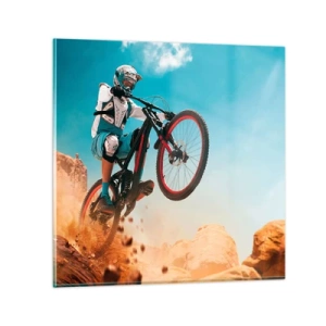 Quadro su vetro - Il demone della follia ciclistica - 30x30 cm