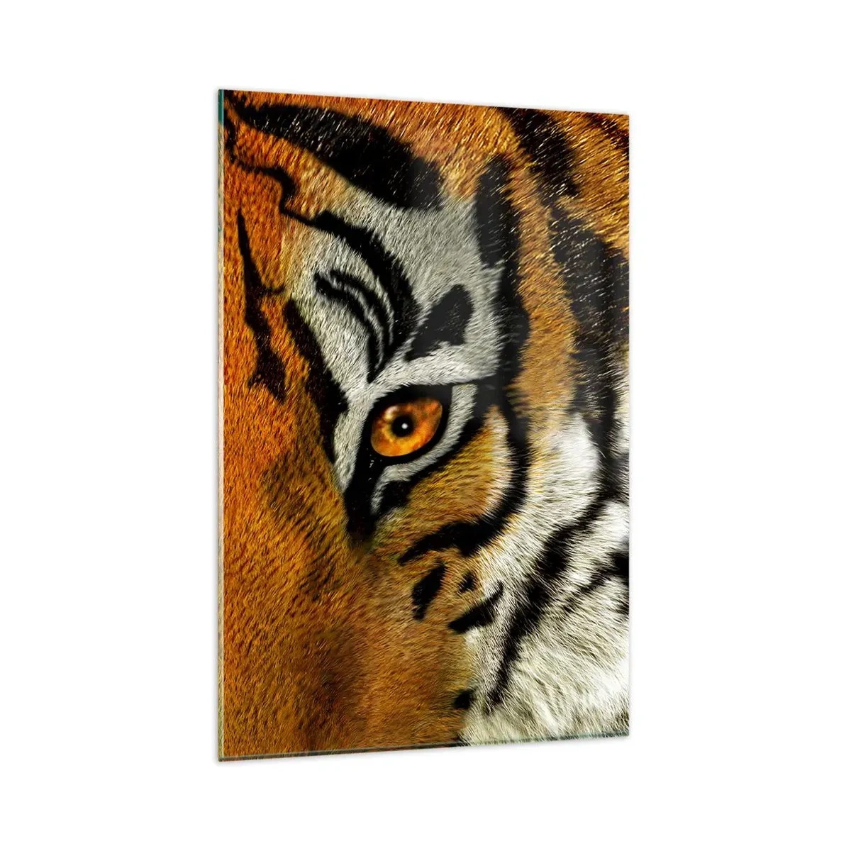 Quadro su vetro - Ritratto ravvicinato di una tigre dallo sguardo intenso - 80x120cm - Minacciosa e bella - Decorazione murale moderna per soggiorno e camera da letto ARTTOR