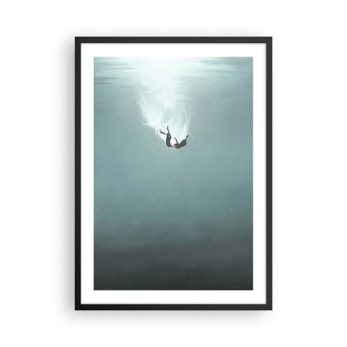Poster in cornice nera - Sagoma di un uomo che cade nelle profondità dell'acqua - 50x70cm - Nell'abbraccio dell'oceano - Decorazione murale moderna per soggiorno e camera da letto ARTTOR