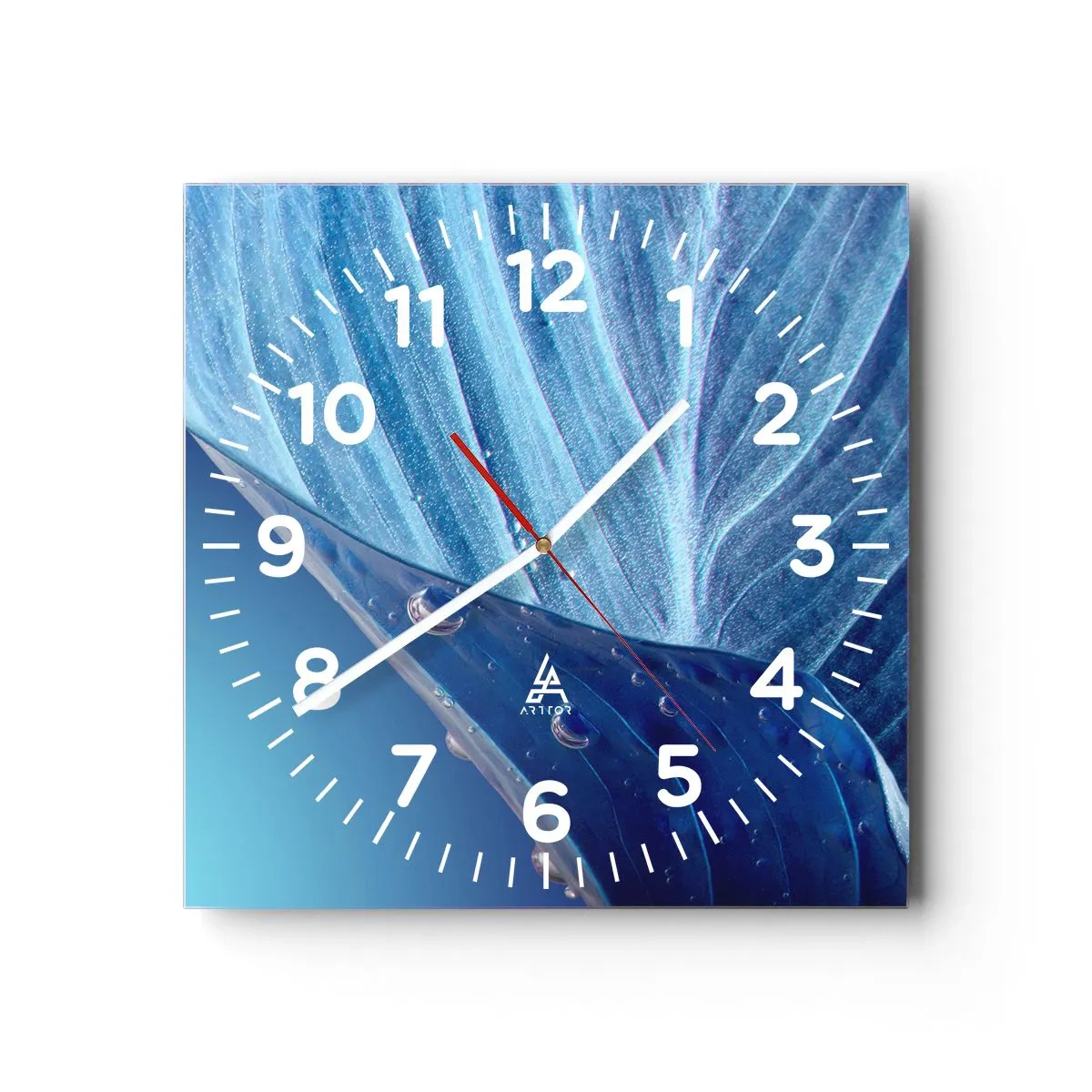 Orologio da parete - Orologio in Vetro - Gocce di blu nascoste - 40x40 cm