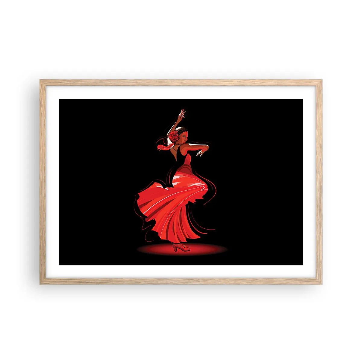 Poster in cornice rovere chiaro - Lo spirito focoso del flamenco - 70x50 cm
