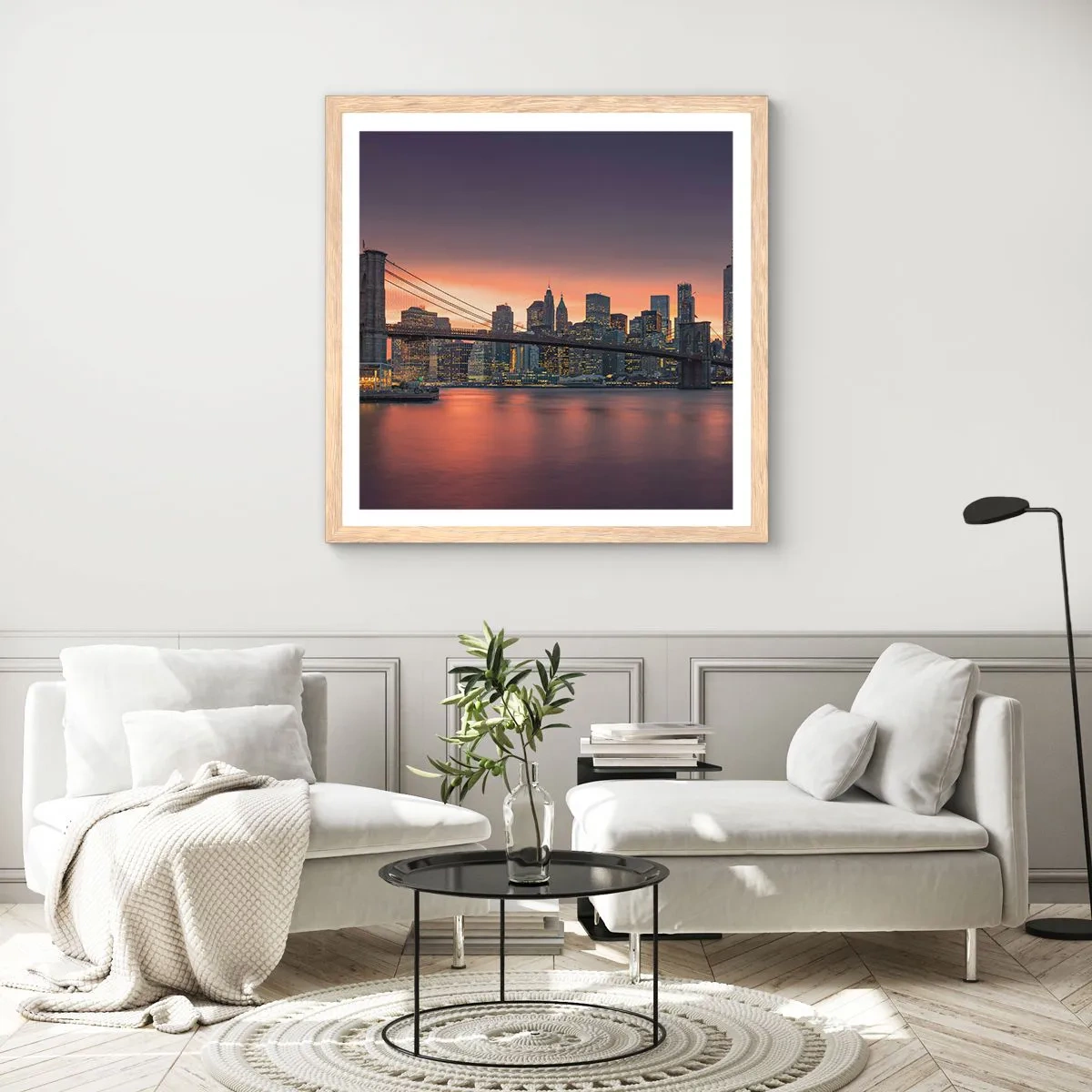 Poster in cornice rovere chiaro - Immersa nel silenzio lilla - 40x40 cm