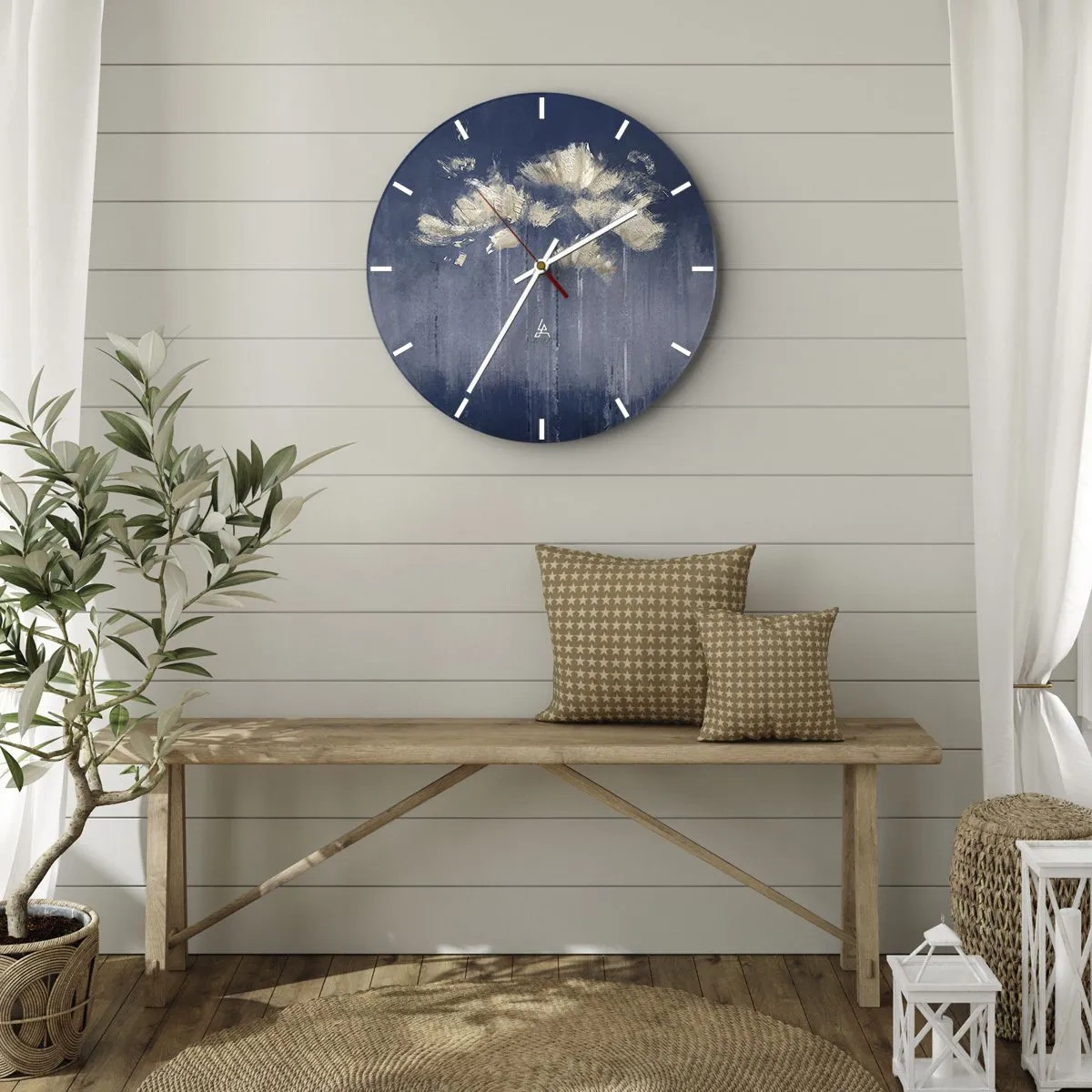 Orologio da parete - Orologio in Vetro - Come petali al vento - 40x40 cm