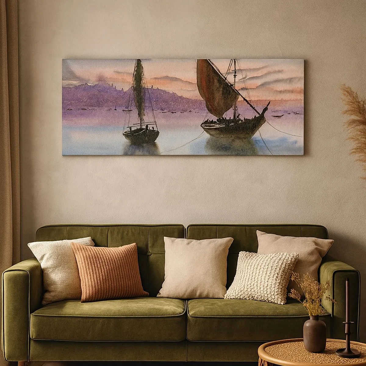 Quadro su tela - Stampe su Tela - La sera nel porto - 100x40 cm