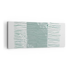 Quadro su tela - Stampe su Tela - Motivo geometrico nei toni del verde mare e del bianco - 120x50cm - Astrazione marina - Decorazione murale moderna per soggiorno e camera da letto ARTTOR