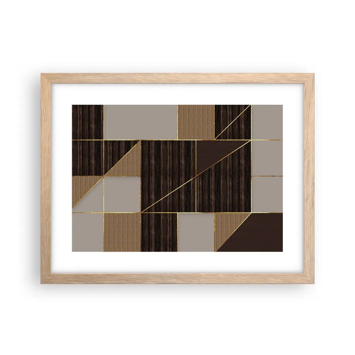 Poster in cornice rovere chiaro - Mosaico di marrone e oro - 40x30 cm