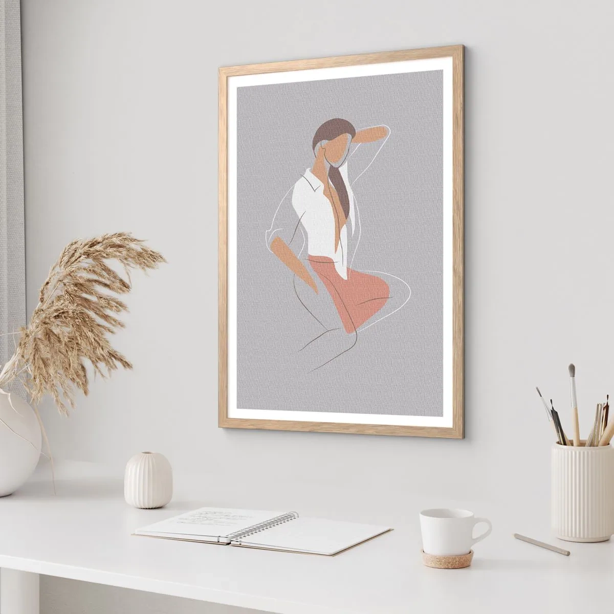 Poster in cornice rovere chiaro - Profilo di bellezza - 61x91 cm