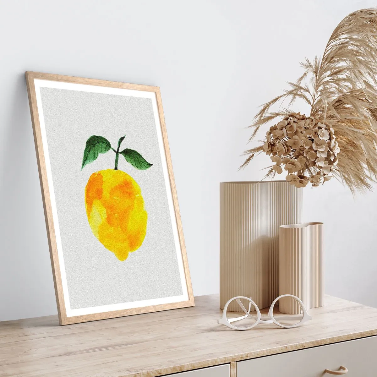 Poster in cornice rovere chiaro - Scoprire il sapore del sole - 50x70 cm