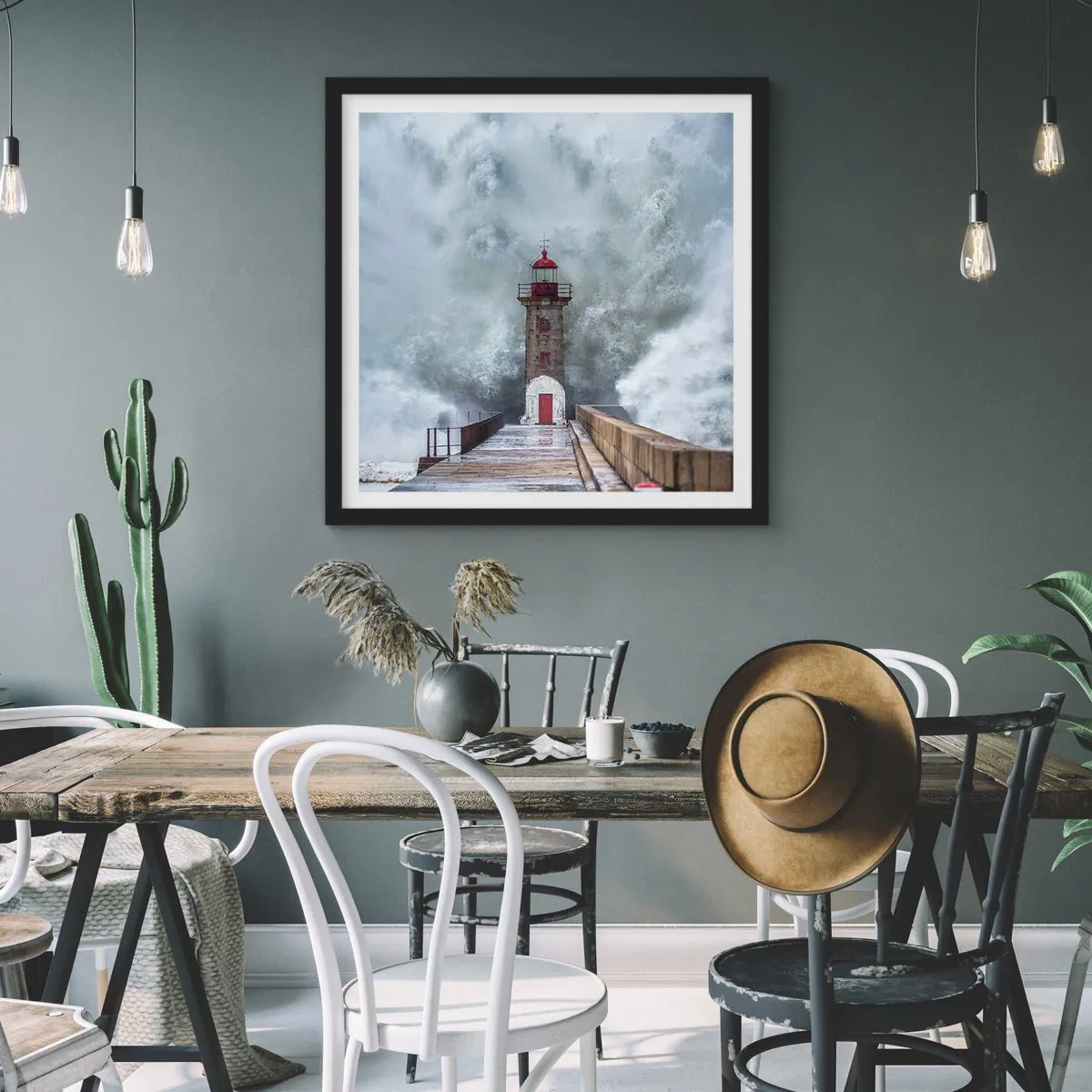 Poster in cornice nera - Fragore delle acque, rumore di tempesta - 50x50 cm