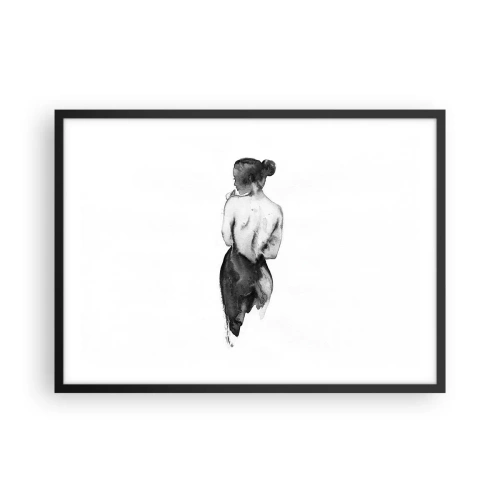 Poster in cornice nera - La figura di una donna catturata in un delicato acquerello - 70x50cm - Accanto a lei il mondo scompare - Decorazione murale moderna per soggiorno e camera da letto ARTTOR
