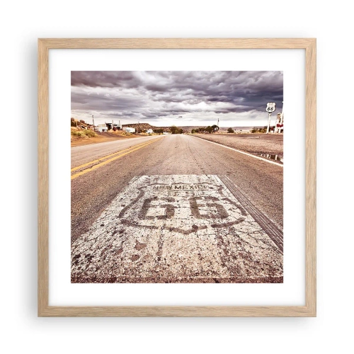 Poster in cornice rovere chiaro - La Route 66: una leggenda americana - 40x40 cm