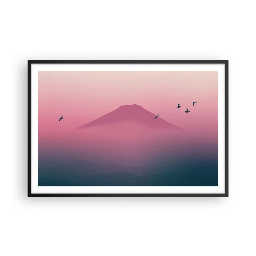 Poster in cornice nera - Viandanti sopra le nuvole - 91x61 cm