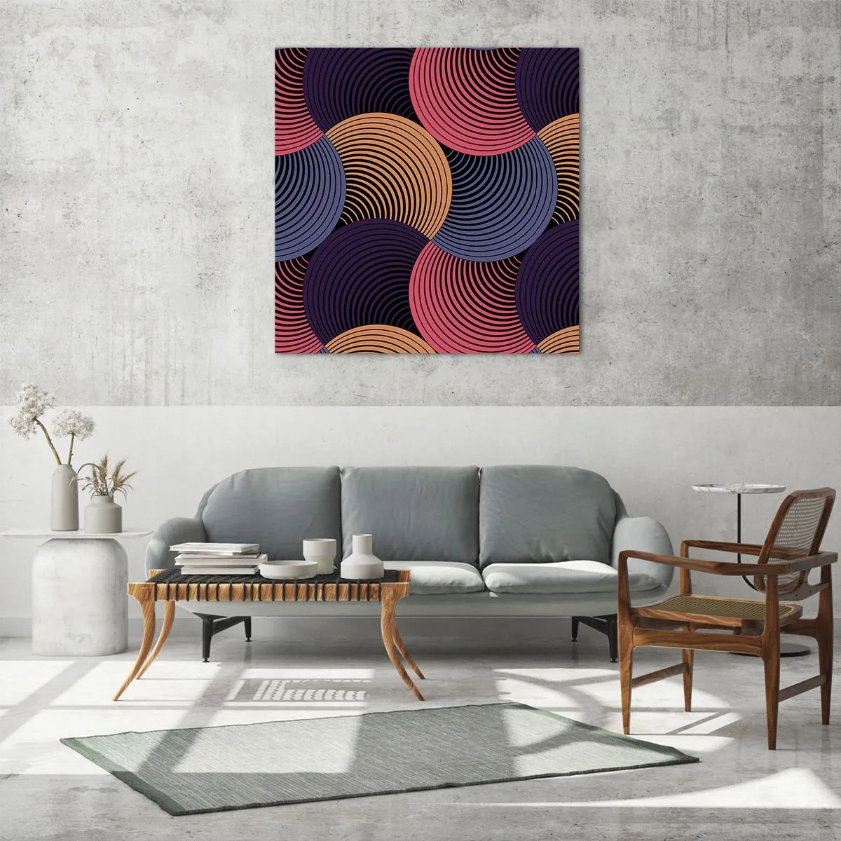 Quadro su vetro - Al ritmo delle sfere - 30x30 cm