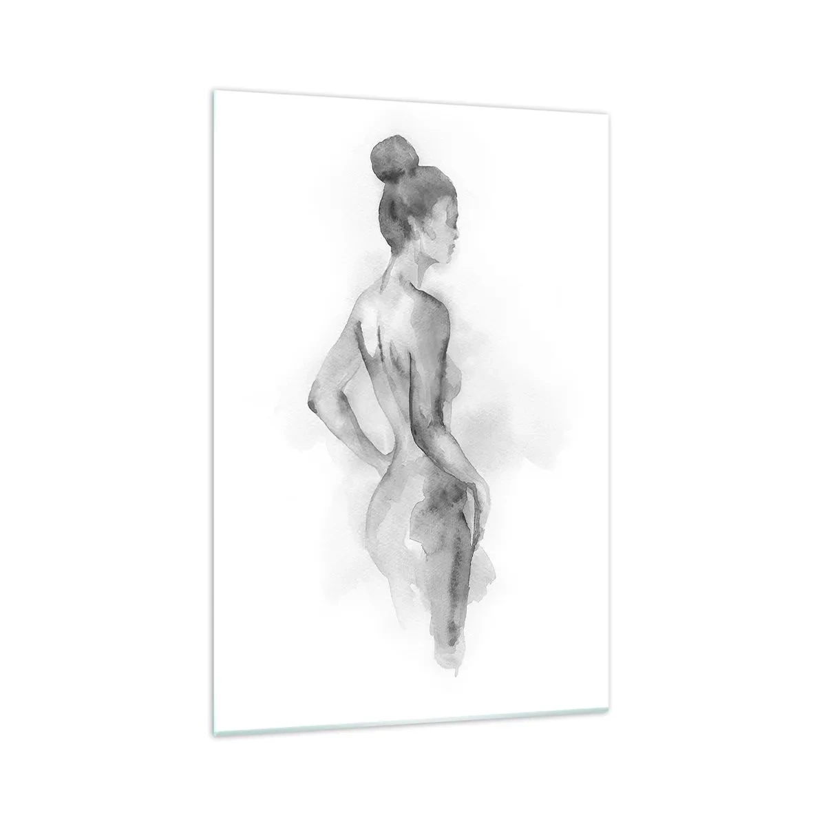 Quadro su vetro - Schizzo ad acquerello di una silhouette femminile - 70x100cm - Bella come un quadro - Decorazione murale moderna per soggiorno e camera da letto ARTTOR
