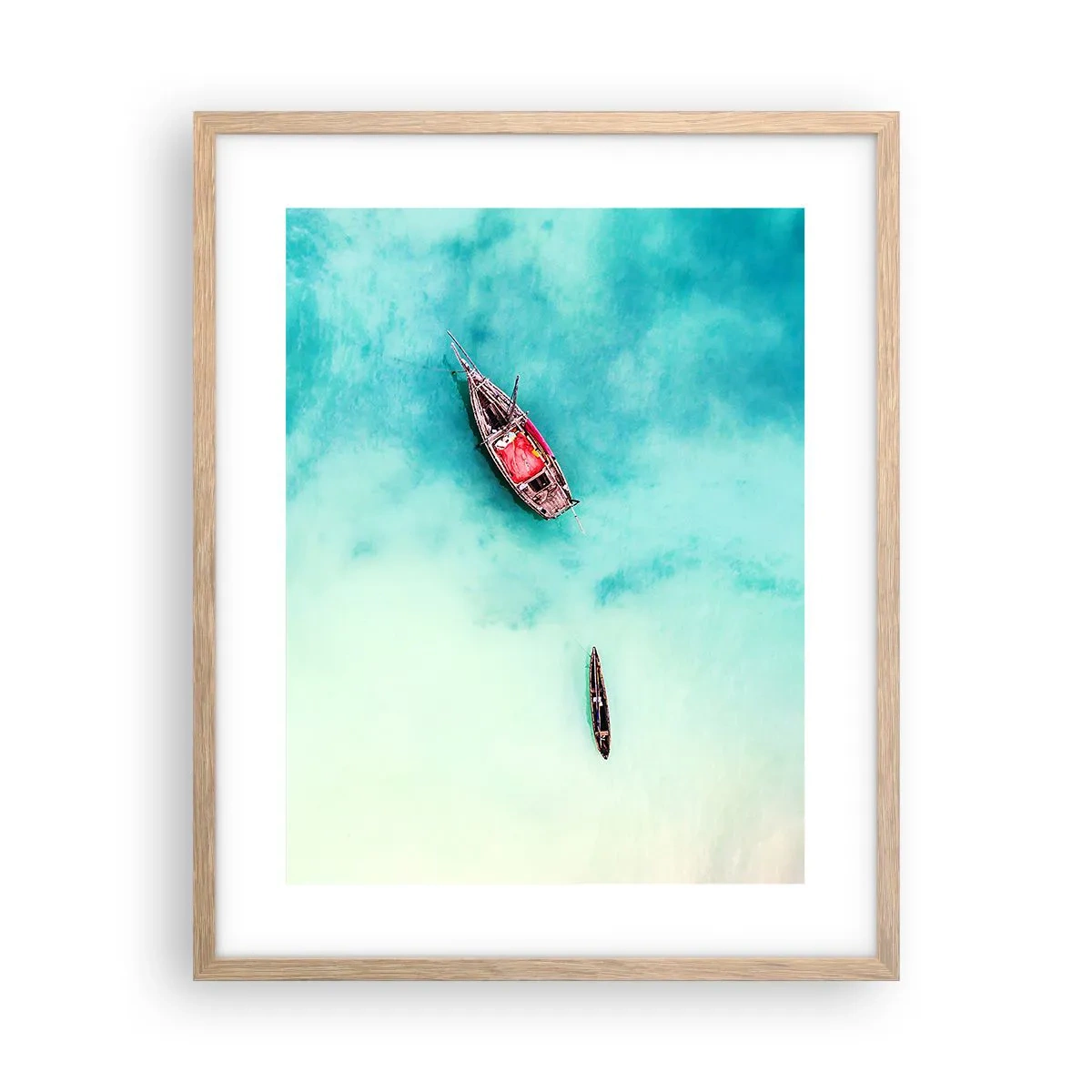 Poster in cornice rovere chiaro - Nelle spiagge di Zanzibar, quando c'è troppa acqua... - 40x50 cm