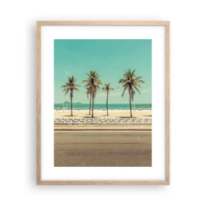 Poster in cornice rovere chiaro - A guardia della spiaggia - 40x50 cm