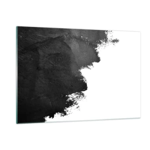 Quadro su vetro - Texture di vernice nera su sfondo bianco in stile minimalista - 120x80cm - Gli elementi: la terra - Decorazione murale moderna per soggiorno e camera da letto ARTTOR