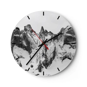 Orologio da parete - Orologio in Vetro - Cime innevate bianche e nere - 30x30cm - Cresta minacciosa di granito - Decorazione murale moderna per soggiorno, cucina e camera da letto ARTTOR