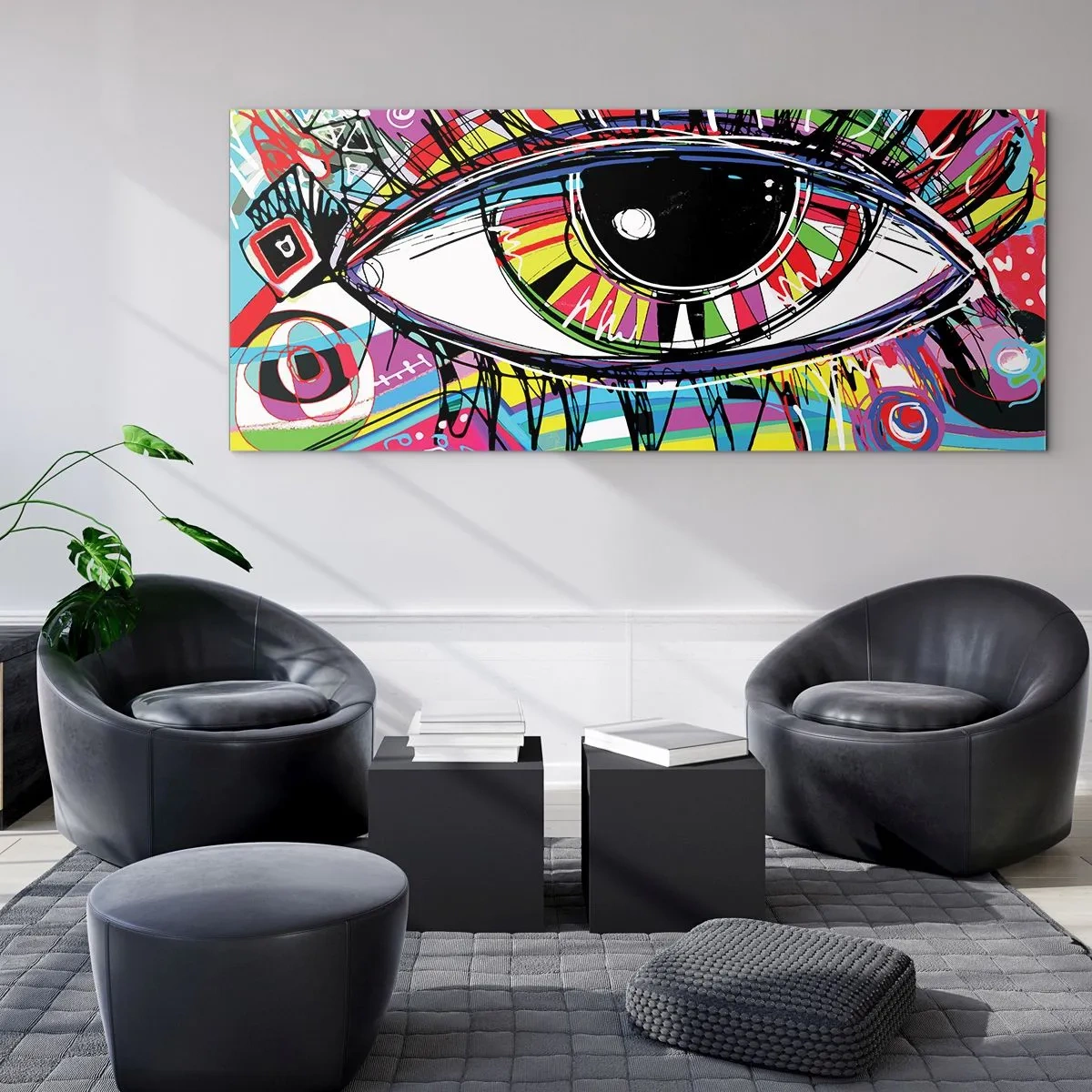 Quadro su vetro - Occhio colorato - anima colorata - 100x40 cm
