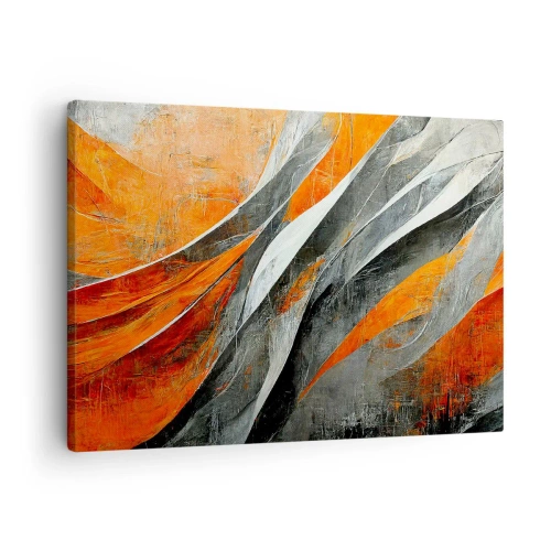Quadro su tela - Stampe su Tela - Linee astratte nei toni dell'arancione e del grigio - 70x50cm - Caldo e freddo - Decorazione murale moderna per soggiorno e camera da letto ARTTOR