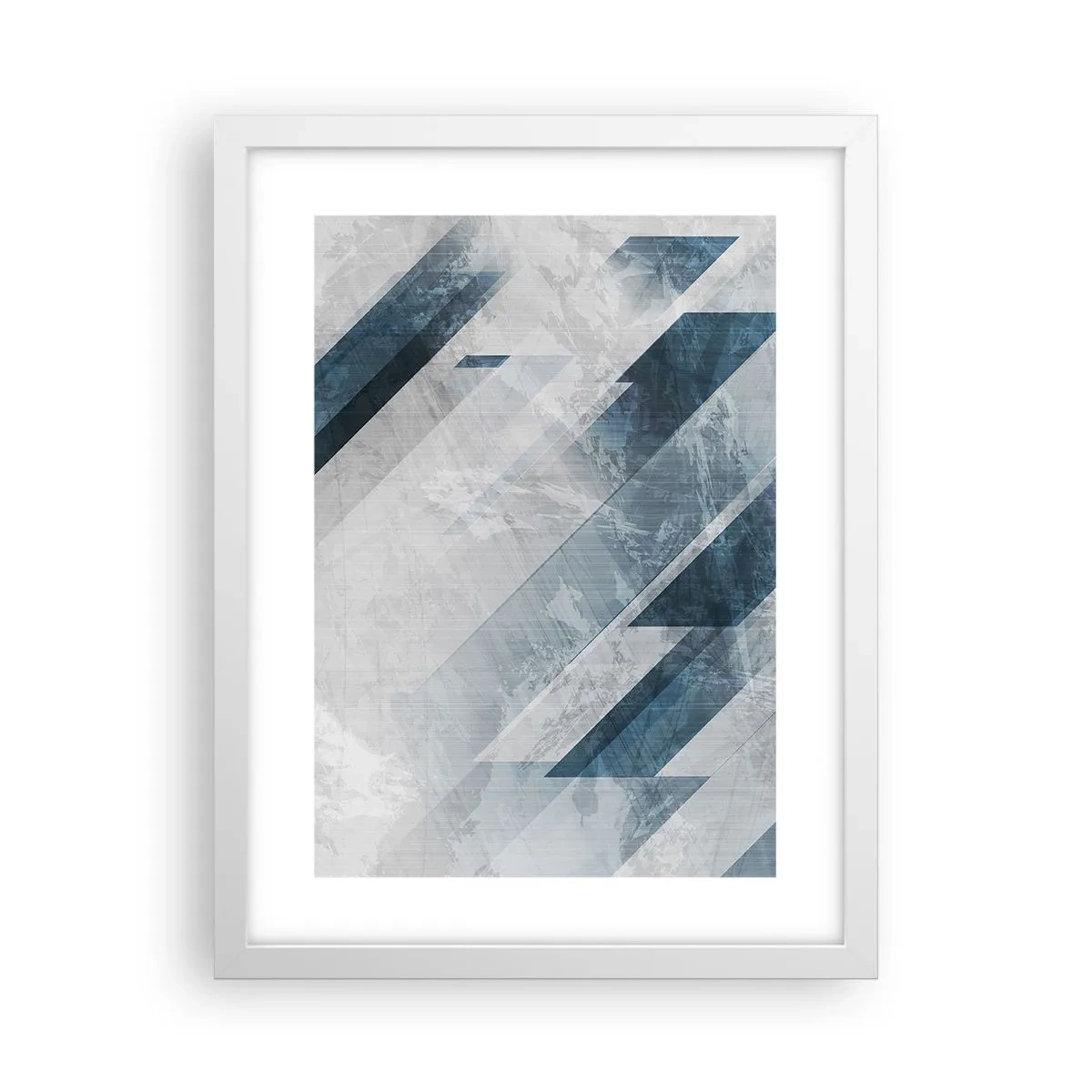 Poster in cornice bianca - Composizione spaziale: movimento in grigio - 30x40 cm