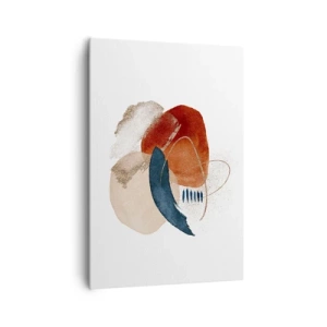 Quadro su tela - Stampe su Tela - Una composizione astratta con macchie nelle tonalità della terra e del blu navy. - 70x100cm - Composizione ovale - Decorazione murale moderna per soggiorno e camera da letto ARTTOR
