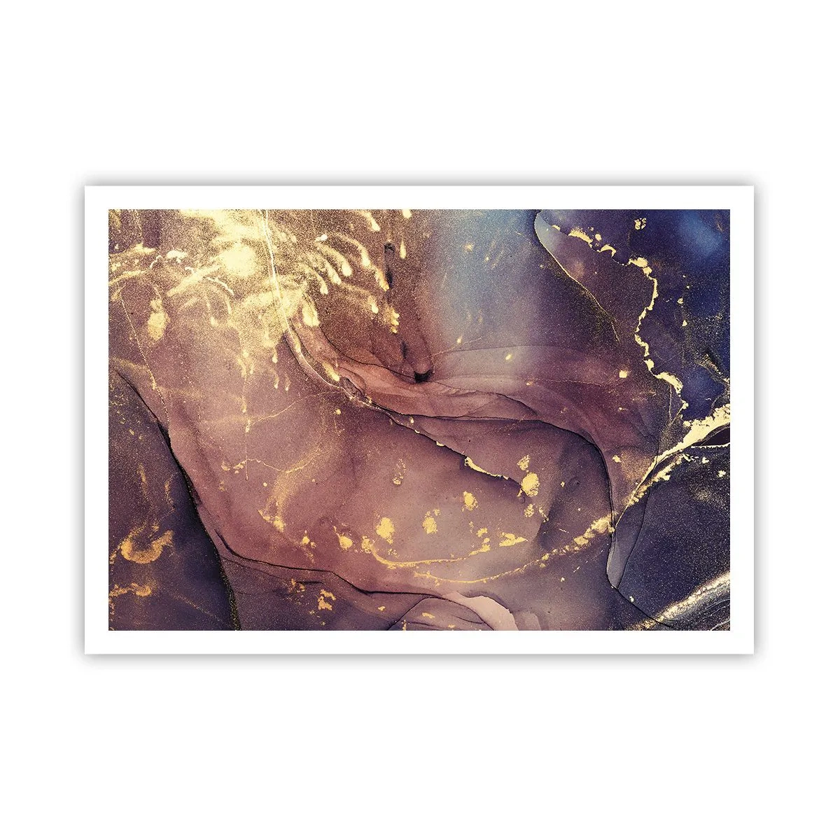 Poster - Composizione astratta con sfumature di oro e viola - 100x70cm - Materia e spirito - Decorazione murale moderna per soggiorno e camera da letto ARTTOR