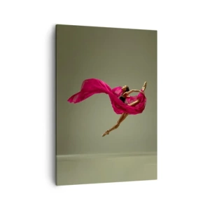 Quadro su tela - Stampe su Tela - Ballerina in posa dinamica con tessuto rosa - 50x70cm - Fiamma danzante - Decorazione murale moderna per soggiorno e camera da letto ARTTOR