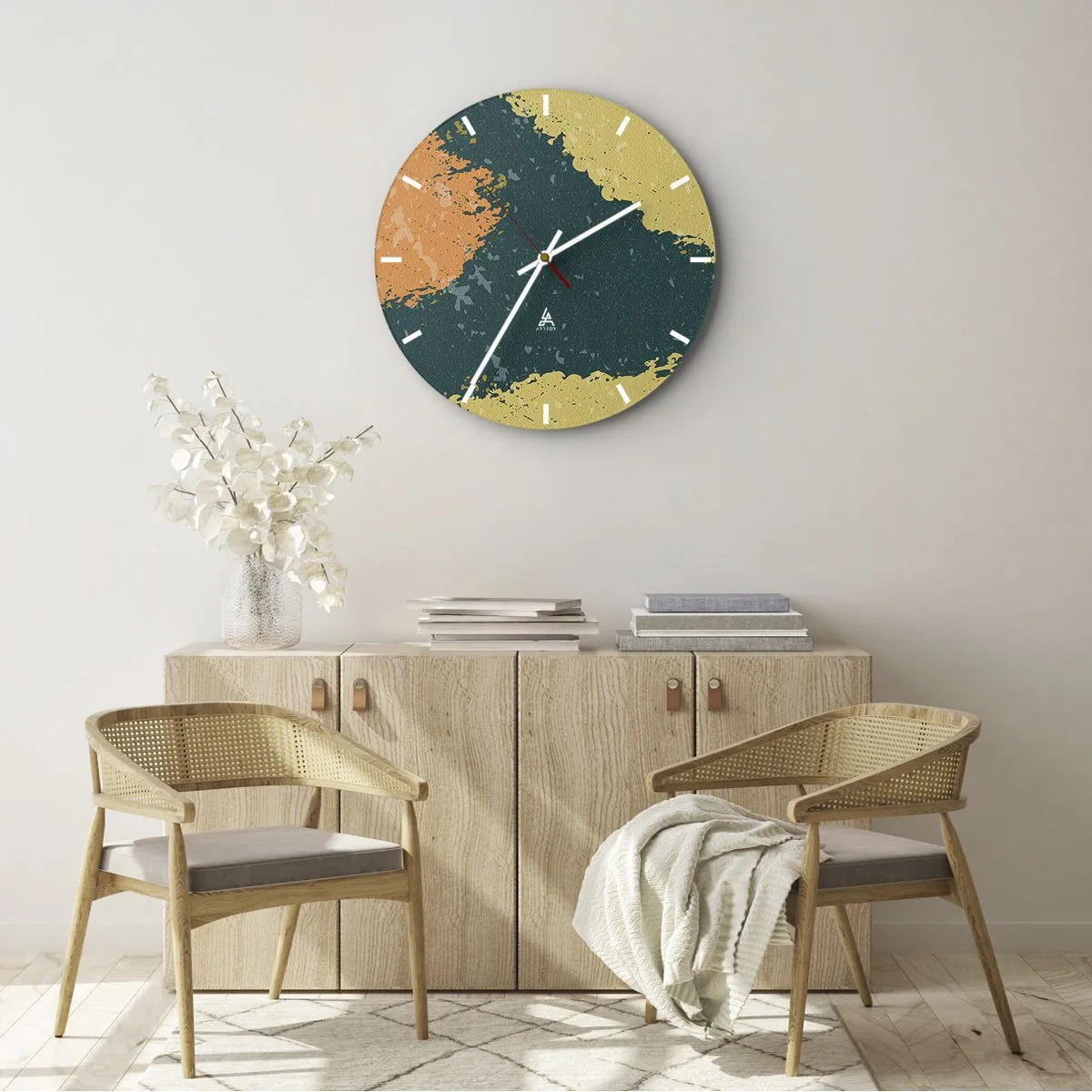 Orologio da parete - Orologio in Vetro - Astrazione: movimento lento - 40x40 cm