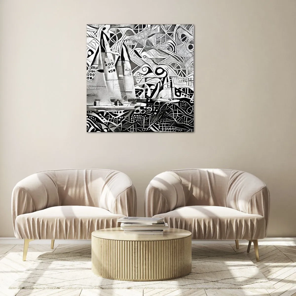 Quadro su vetro - Tra le onde - 30x30 cm