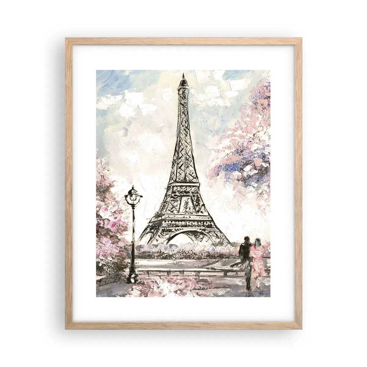Poster in cornice rovere chiaro - Passeggiata a Parigi in aprile - 40x50 cm