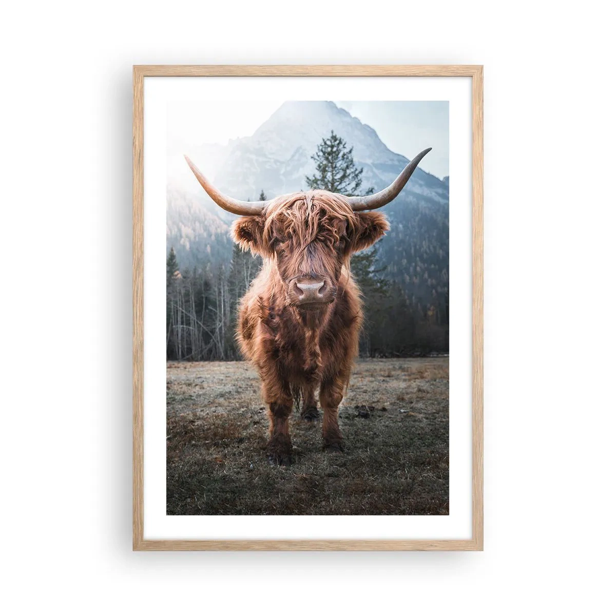 Poster in cornice rovere chiaro - Saluti dal prato montano - 50x70 cm