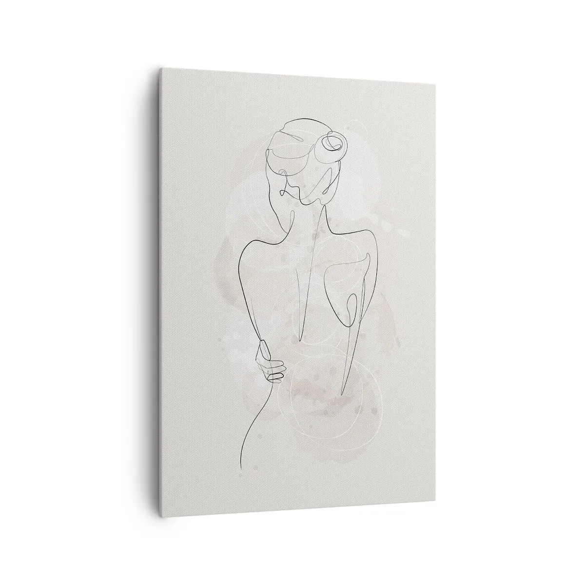 Quadro su tela - Stampe su Tela - Uno schizzo minimalista di una silhouette femminile su uno sfondo chiaro. - 70x100cm - Come uno strumento delicato - Decorazione murale moderna per soggiorno e camera da letto ARTTOR