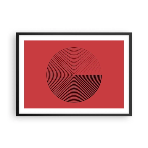 Poster in cornice nera - Cerchi concentrici su sfondo rosso - 70x50cm - Movimento circolare - Decorazione murale moderna per soggiorno e camera da letto ARTTOR