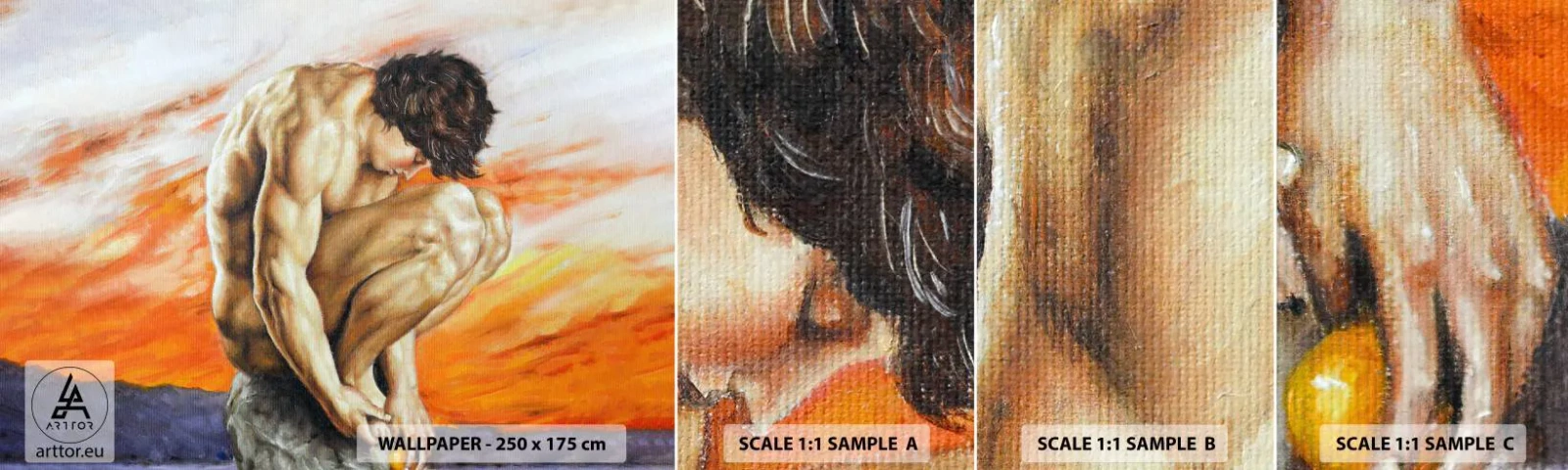 Campione di Fotomurale Adesivo Deluxe Sticker - Immerso in se stesso - Corpo, Uomo, Statua - 100x30 cm