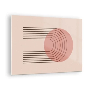 Quadro su vetro - Grafica geometrica minimalista nei toni del beige - 70x50cm - Attrazione irresistibile - Decorazione murale moderna per soggiorno e camera da letto ARTTOR