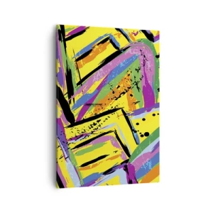 Quadro su tela - Stampe su Tela - Astrazione vivida in colori vivaci e forme dinamiche - 50x70cm - Grida di gioia - Decorazione murale moderna per soggiorno e camera da letto ARTTOR