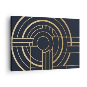 Quadro su tela - Stampe su Tela - Motivo geometrico con linee dorate - 70x50cm - Il giro delle cose - Decorazione murale moderna per soggiorno e camera da letto ARTTOR