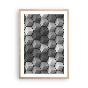 Poster in cornice rovere chiaro - Puzzle cubista - 50x70 cm