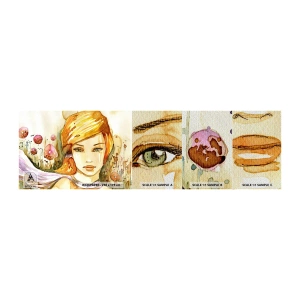 Campione di Fotomurale Premium Sand - Sguardo di smeraldo, che calma l'ira - Donna, Prato, Moda - 100x30 cm