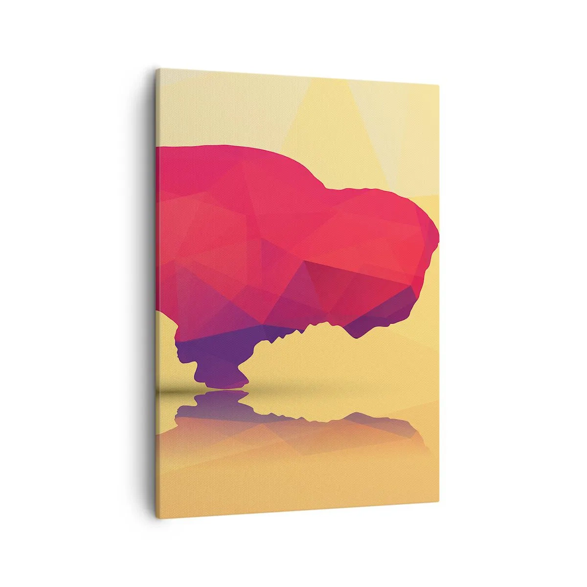 Quadro su tela - Stampe su Tela - Silhouette geometrica di un bisonte nei toni del rosso e del viola - 50x70cm - La forza del bisonte amaranto - Decorazione murale moderna per soggiorno e camera da letto ARTTOR