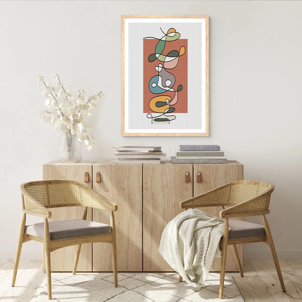 Poster in cornice rovere chiaro - Astrazione: saltello colorato - 50x70 cm