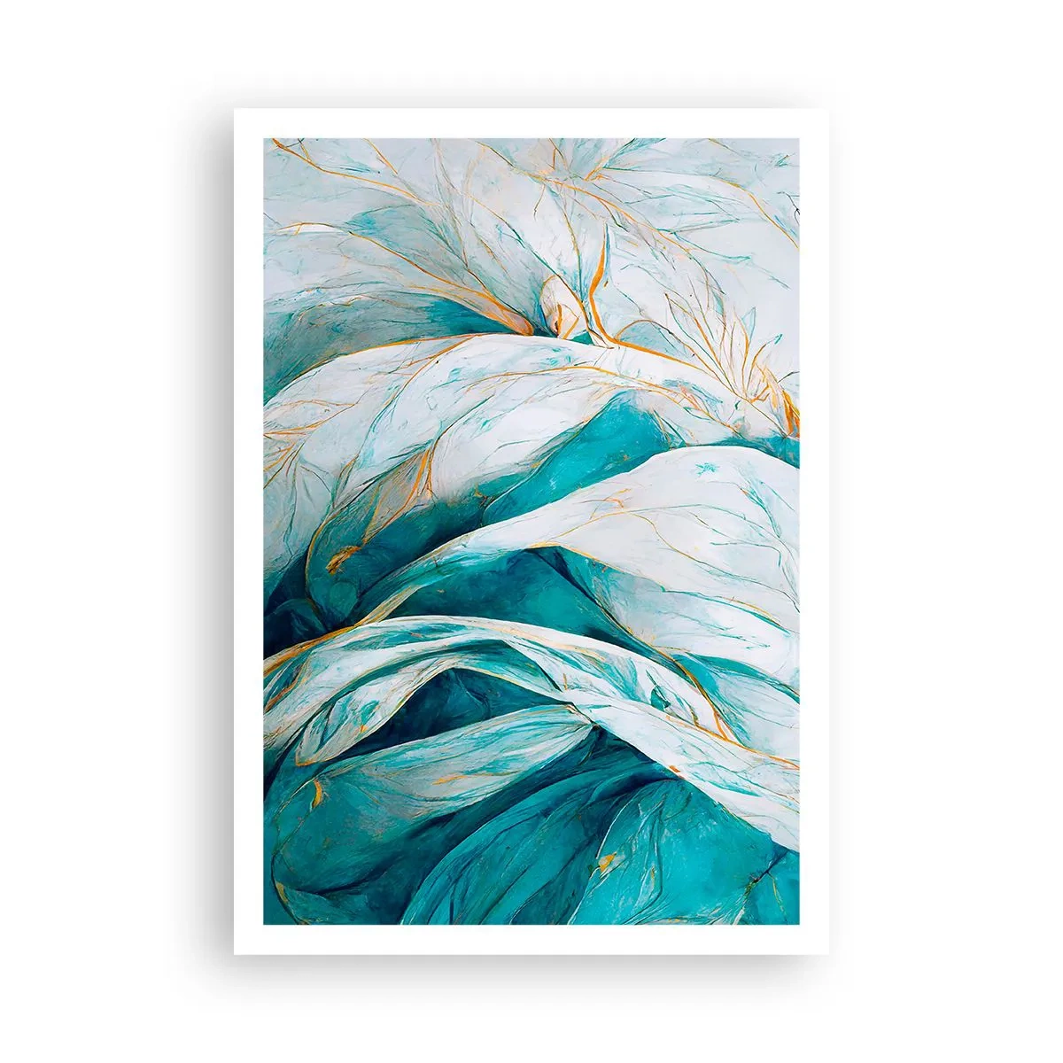 Poster - Astrazione blu con motivi d'oro - 70x100 cm