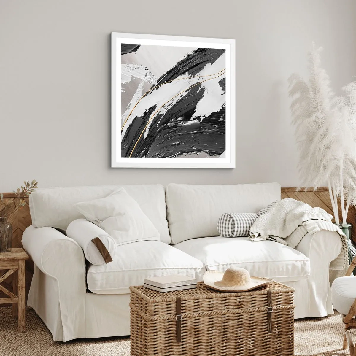 Poster in cornice bianca - Astrazione con sfarzo - 60x60 cm